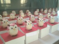 かわいいふくろうの木目込人形が完成しました