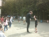 ケンプ先生とハイタッチ